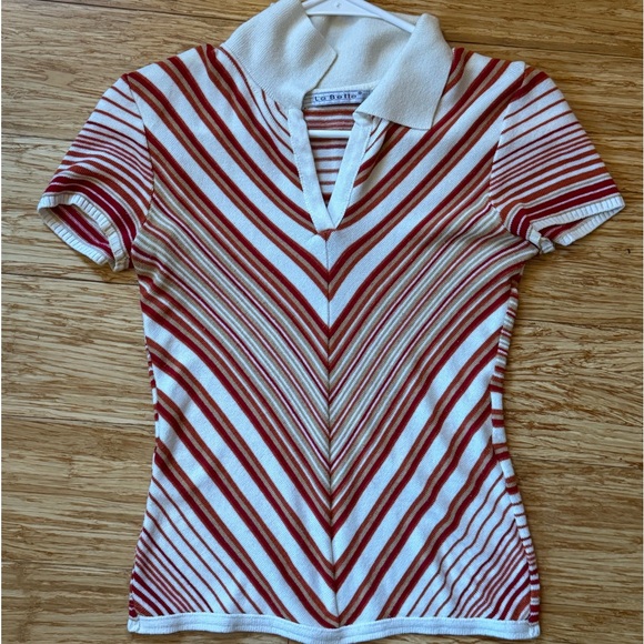 vintage 70s style chevron stripe orange brown tshirt - Picture 2 of 8